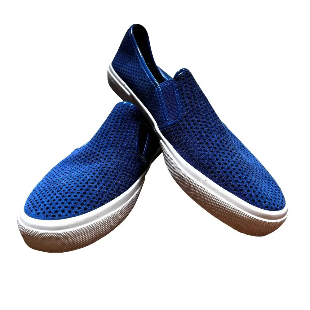 Michael Kors ladies US 7M slip on sneakers royal blue laser cut suede leather